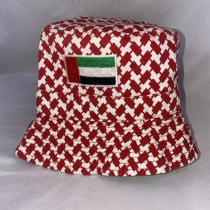 Unique UAE Bucket Hat United Arab Emirates Flag Red & White Keffiyeh 100% Cotton